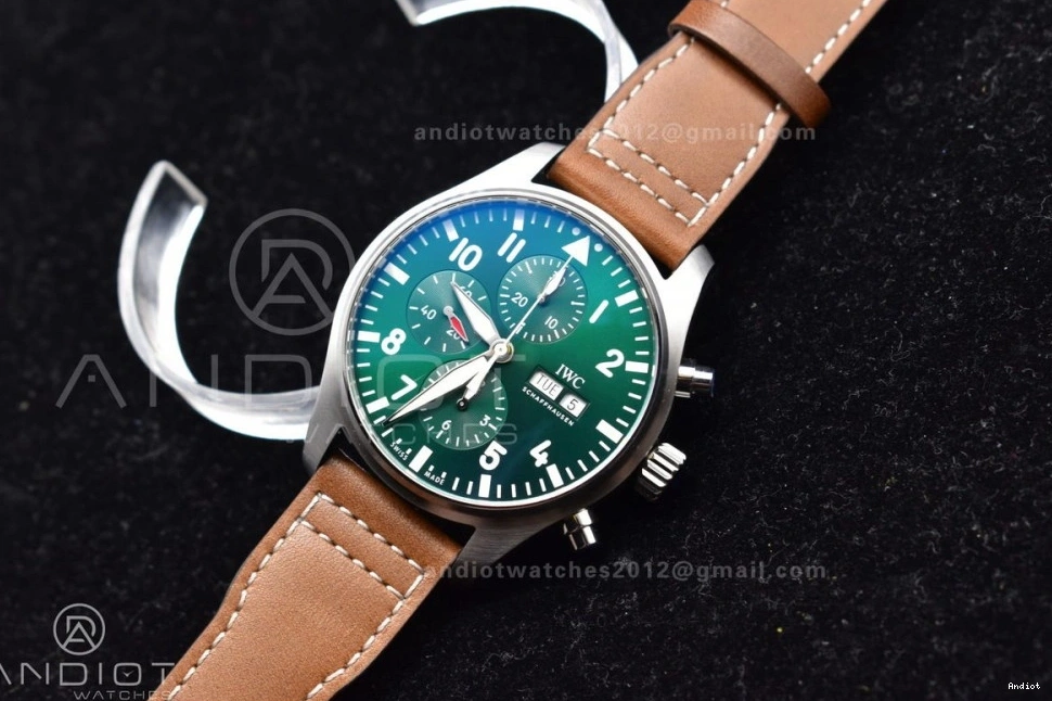 Strap Edition Green on 1:1 ZF Dial Brown V2 Pilot Chronograph A7750 IW377726 Leather Best 0408